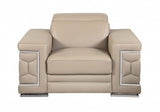 47" Beige And Silver Faux Leather Club Chair - Homeroots - Flyclothing LLC