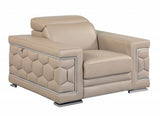 47" Beige And Silver Faux Leather Club Chair - Homeroots - Flyclothing LLC