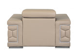 47" Beige And Silver Faux Leather Club Chair - Homeroots - Flyclothing LLC