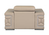 47" Beige And Silver Faux Leather Club Chair - Homeroots