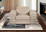 47" Beige And Silver Faux Leather Club Chair - Homeroots - Flyclothing LLC