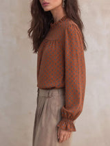 Printed Flounce Sleeve Blouse - Trendsi - Flyclothing LLC