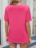 Lace Short Sleeve T-Shirt - Trendsi - Flyclothing LLC