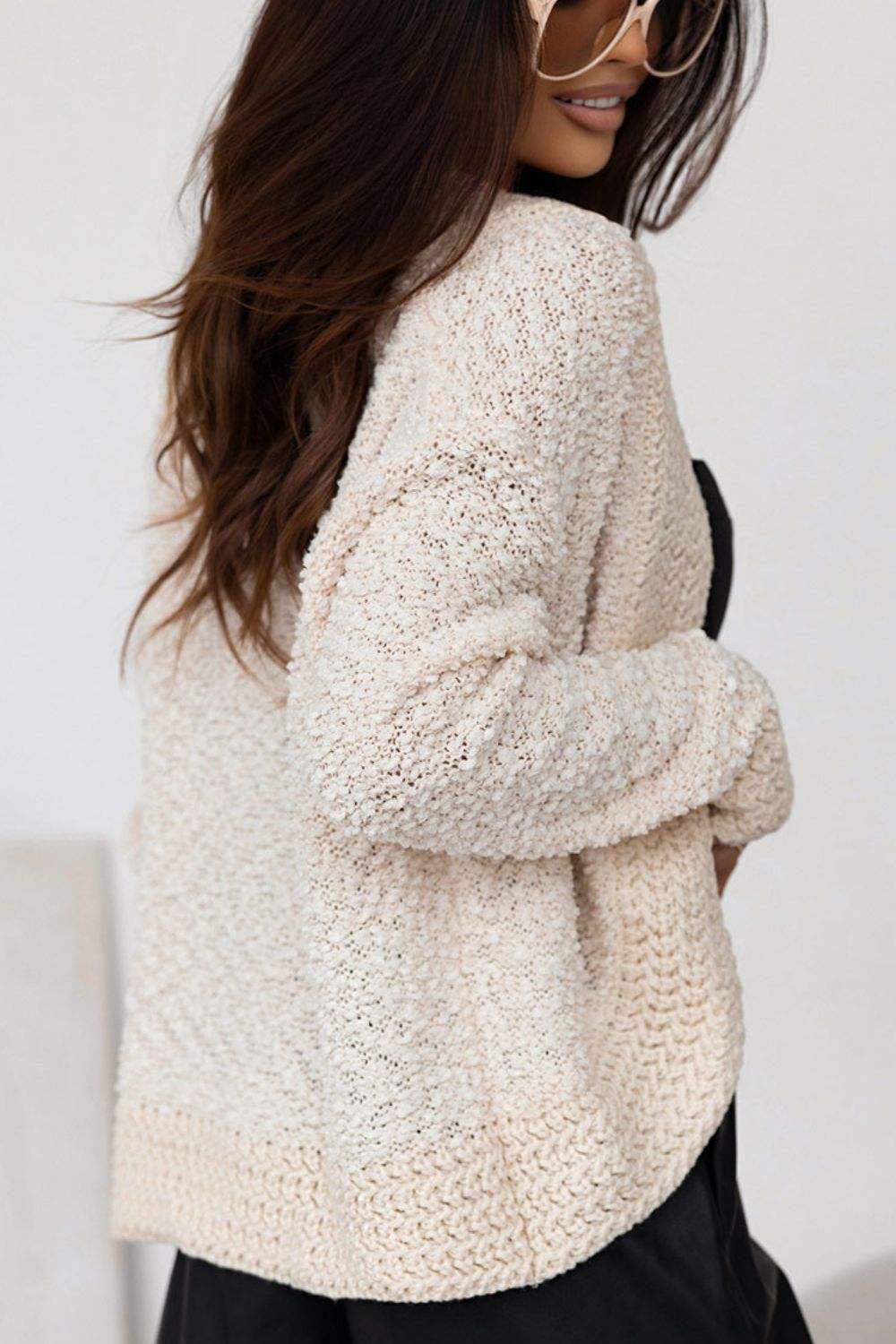Solid Color Open Front Cardigan - Trendsi - Flyclothing LLC