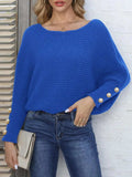 Full Size Boat Neck Long Sleeve Sweater - Trendsi - Flyclothing LLC