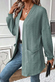 Textured Pocketed Open Front Long Sleeve Cover Up - Trendsi - Flyclothing LLC