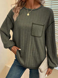 Mandy Contrast Stitching Round Neck Long Sleeve T-Shirt - Trendsi - Flyclothing LLC