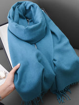 Solid Color Fringe Scarf - Trendsi - Flyclothing LLC