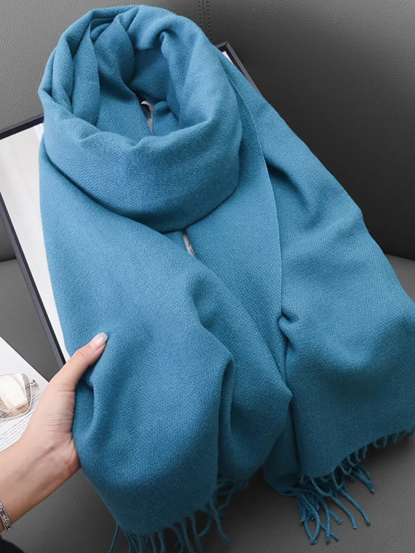 Solid Color Fringe Scarf - Trendsi - Flyclothing LLC