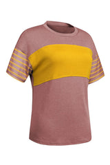 Striped Round Neck Short Sleeve T-Shirt - Trendsi - Flyclothing LLC
