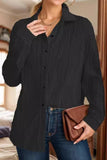 Textured Collared Neck Long Sleeve Shirt - Trendsi