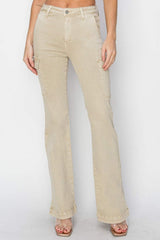 RISEN Full Size High Rise Side Slit Cargo Bootcut Jeans - Trendsi - Flyclothing LLC