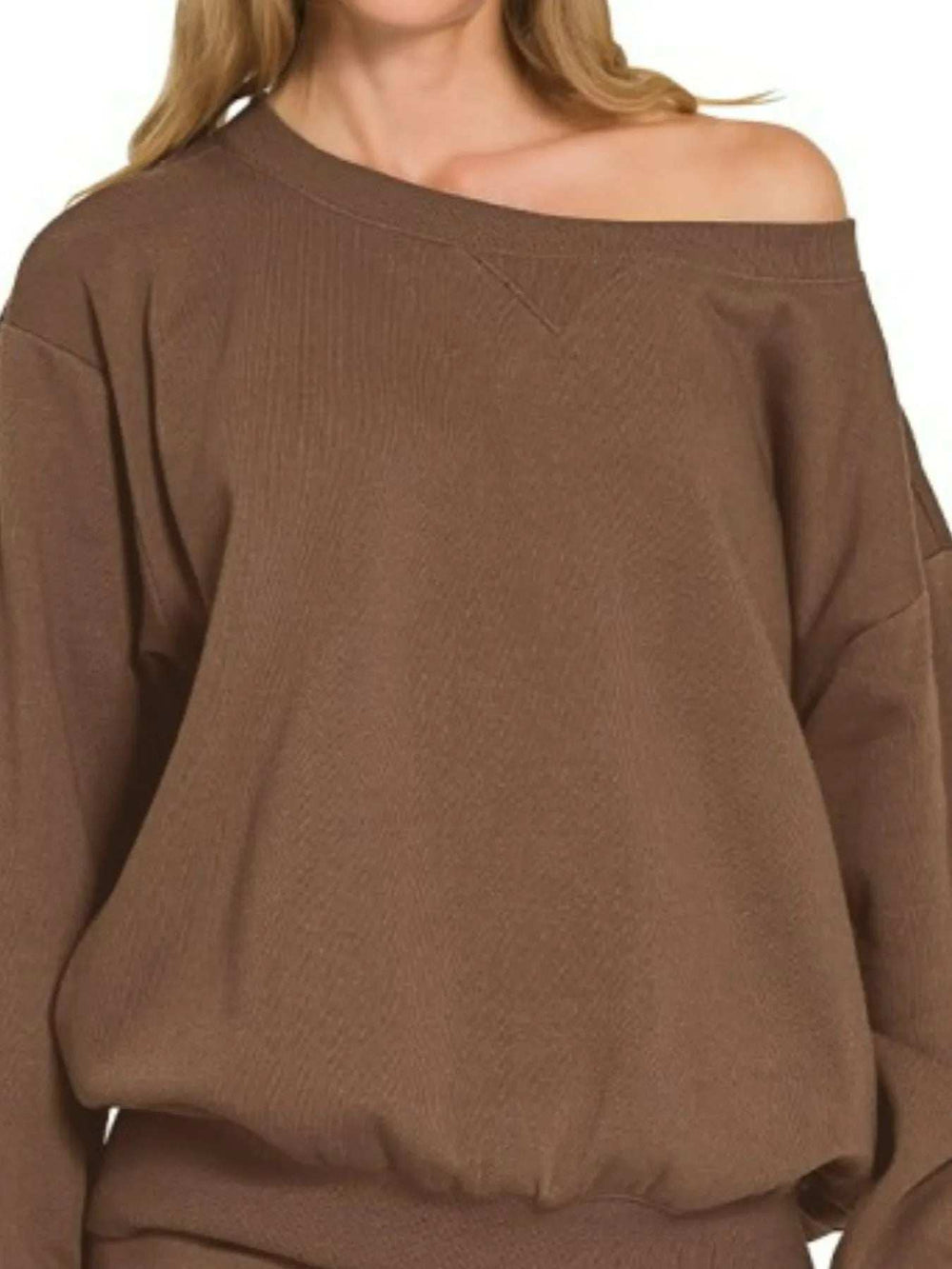 Zenana Fleece Boat Neck Sweatshirt and Shorts Set - Trendsi - Flyclothing LLC