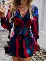 Devine Tied Surplice Long Sleeve Romper - Trendsi - Flyclothing LLC