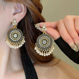 Rhinestone Alloy Bead Dangle Earrings - Trendsi - Flyclothing LLC