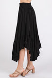 Mittoshop Handkerchief Hem Elastic Waist Pocket Midi Skirt - Trendsi