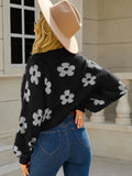 Angel Wings Flower Open Front Long Sleeve Cardigan - Trendsi