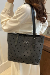 Bow Trim Polyester Tote Bag - Trendsi