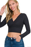 Zenana Ribbed Surplus Waist Band Long Sleeve Top - Trendsi