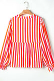 Striped Notched Flounce Sleeve Blouse - Trendsi - Flyclothing LLC