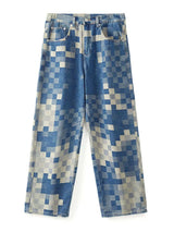 Men's Checkered Wide Leg Jeans - Trendsi - Flyclothing LLC