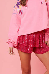 Sequin Round Neck Dropped Shoulder Sweatshirt - Trendsi - Flyclothing LLC