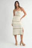 MABLE Contrast Striped Crochet Knit Midi Dress - Trendsi - Flyclothing LLC