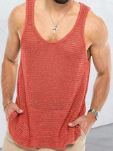 Men's Plus Size Scoop Neck Knit Tank - Trendsi - Flyclothing LLC