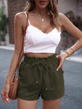 Tied High Waist Shorts with Pockets - Trendsi - Flyclothing LLC