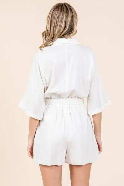 Mittoshop Tie Waist Half Sleeve Romper - Trendsi - Flyclothing LLC