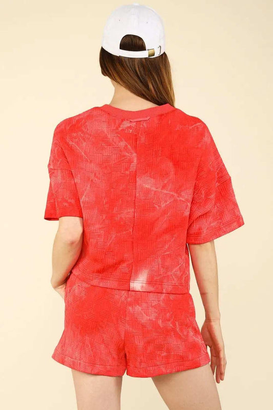 VERY J Quilted Washed Crop Top and Shorts Set - Trendsi - Flyclothing LLC