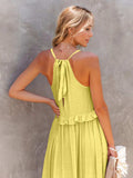 Ruffled Sleeveless Tiered Maxi Dress with Pockets - Trendsi - Flyclothing LLC