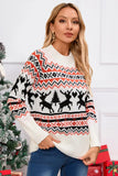 Angel Wings Reindeer Round Neck Long Sleeve Sweater - Trendsi