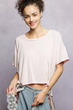 POL Round Neck Short Sleeve T-Shirt with High Low Hem - Trendsi - Flyclothing LLC