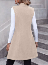 Button-Down Longline Vest Coat - Trendsi - Flyclothing LLC