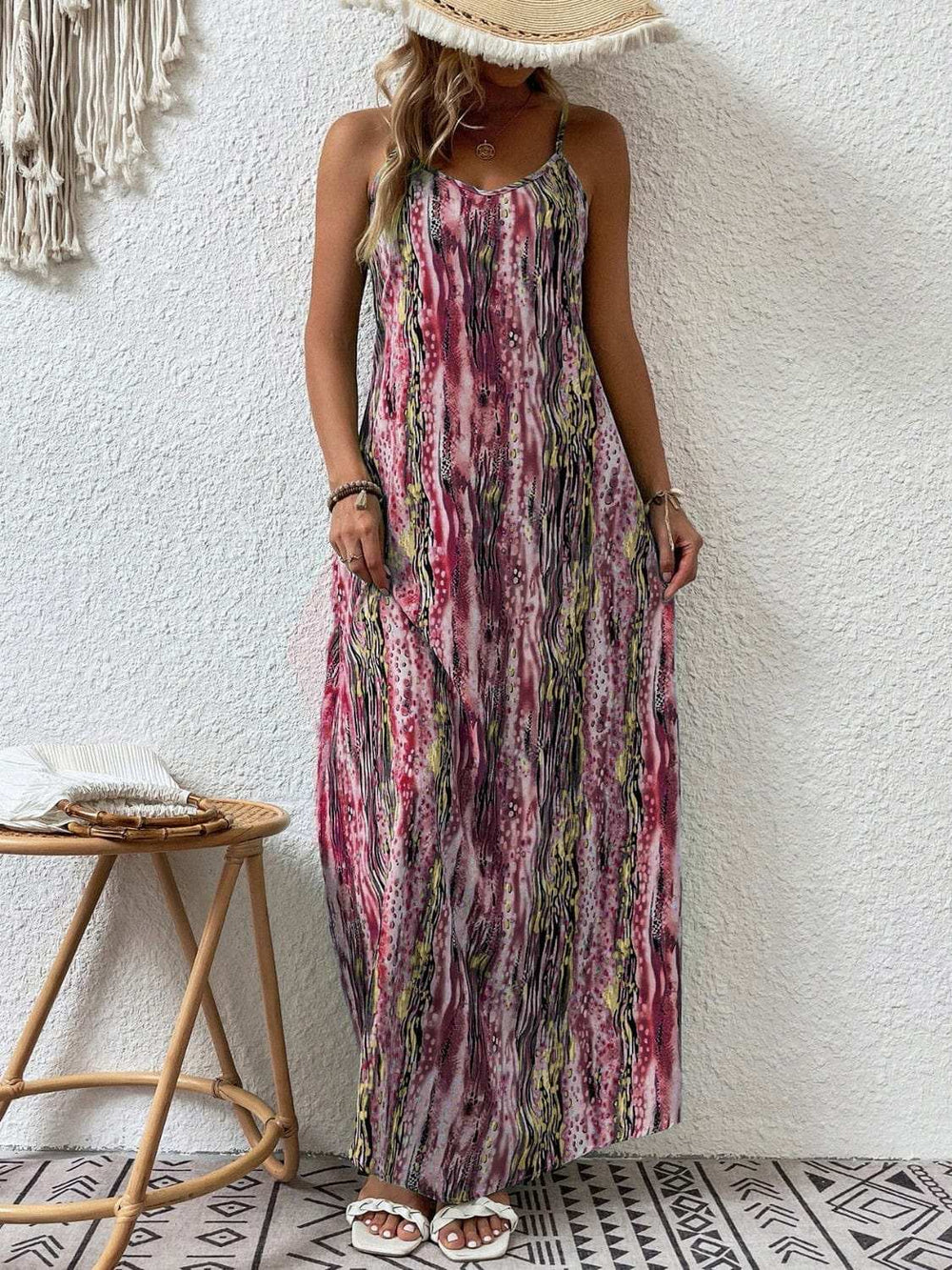 Full Size Printed Scoop Neck Maxi Cami Dress - Trendsi - Flyclothing LLC