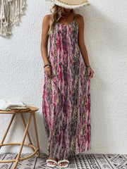 Full Size Printed Scoop Neck Maxi Cami Dress - Trendsi