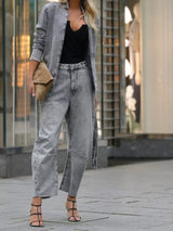 Long Sleeve Top and Wide Leg Jeans Denim Set - Trendsi - Flyclothing LLC