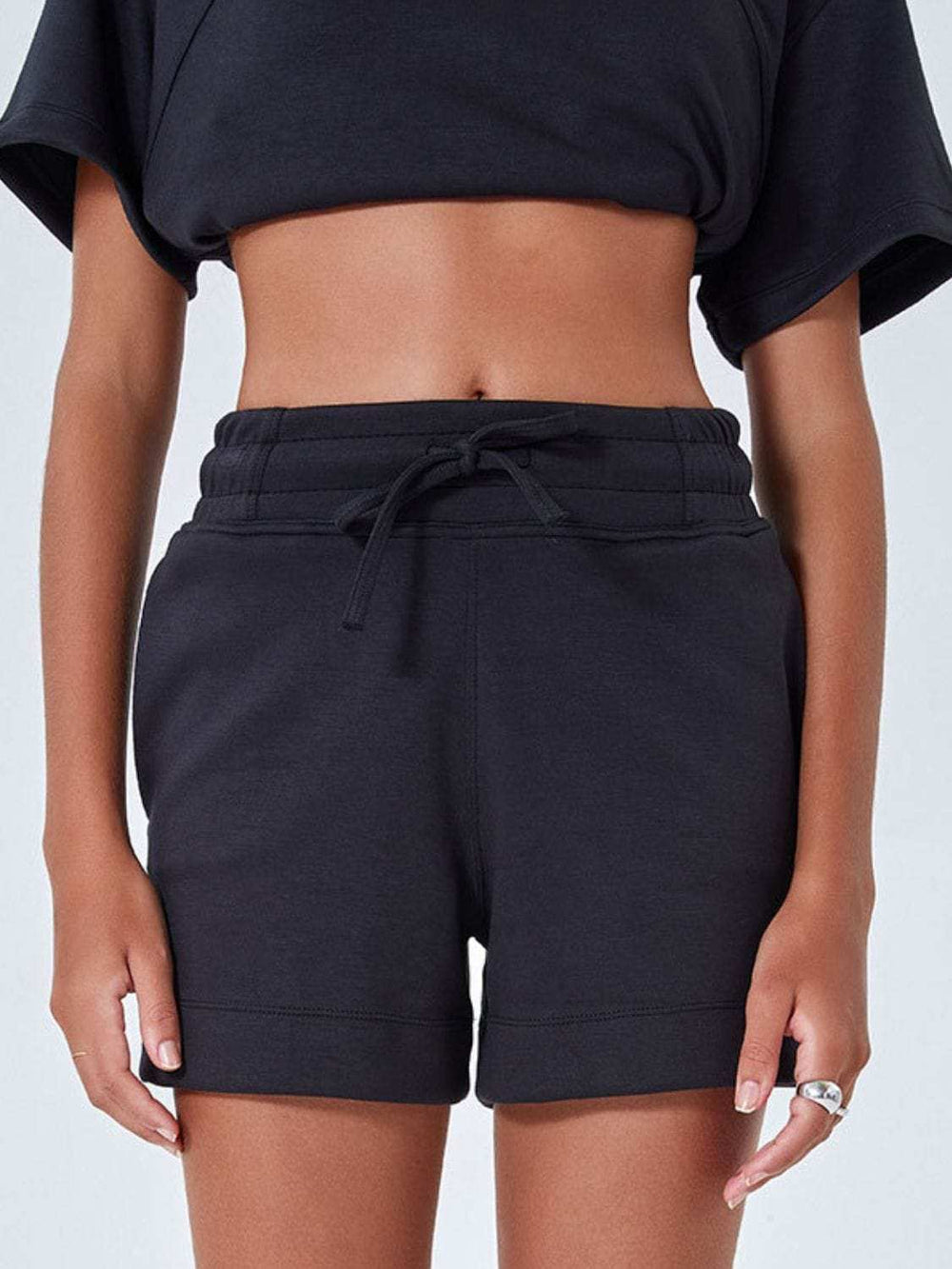 Drawstring Solid Color Shorts with Pockets - Trendsi - Flyclothing LLC