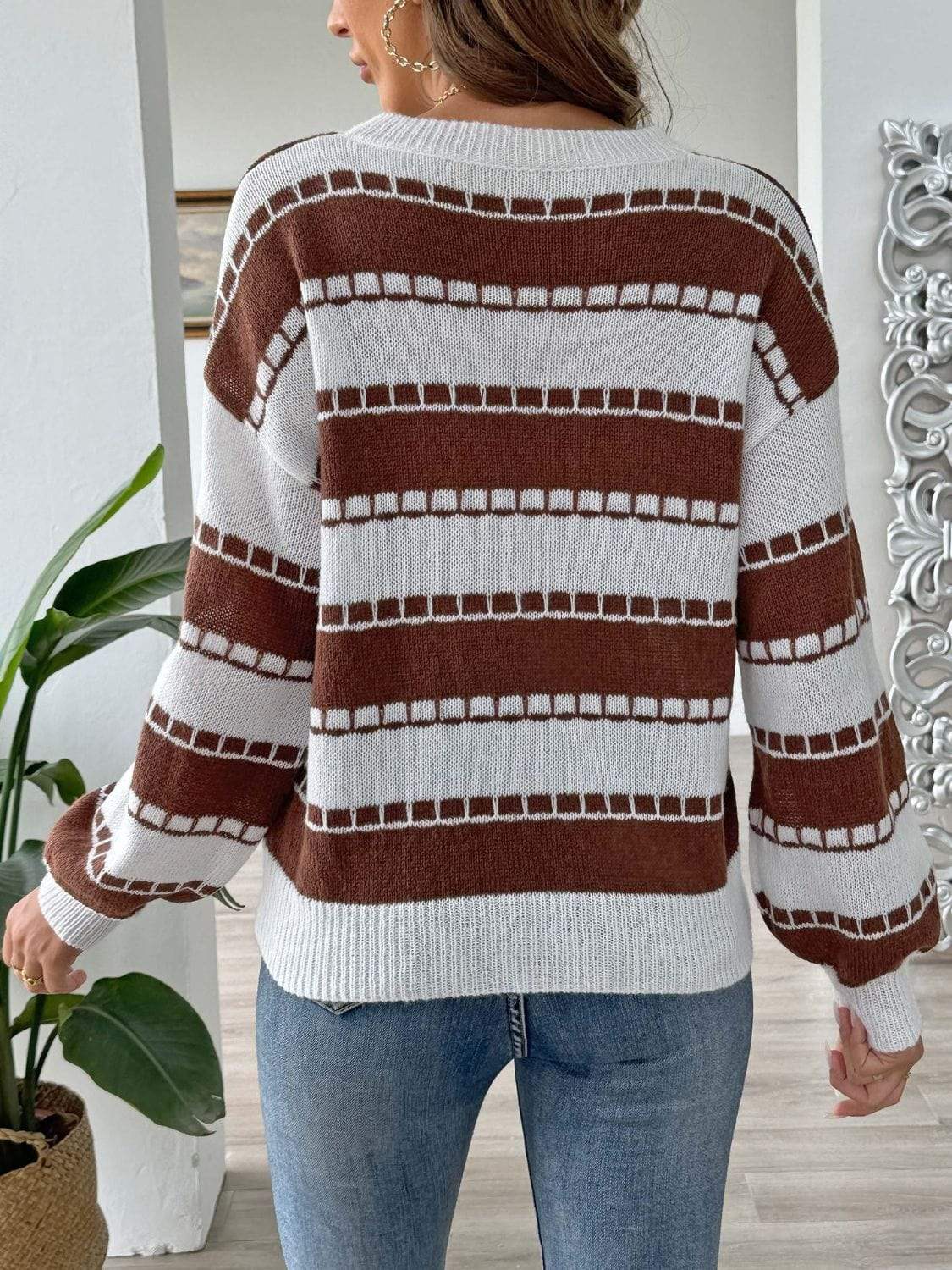 Heart Round Neck Long Sleeve Sweater - Trendsi - Flyclothing LLC