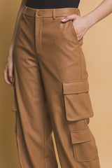 Love Tree PU Leather Cargo Pants - Trendsi
