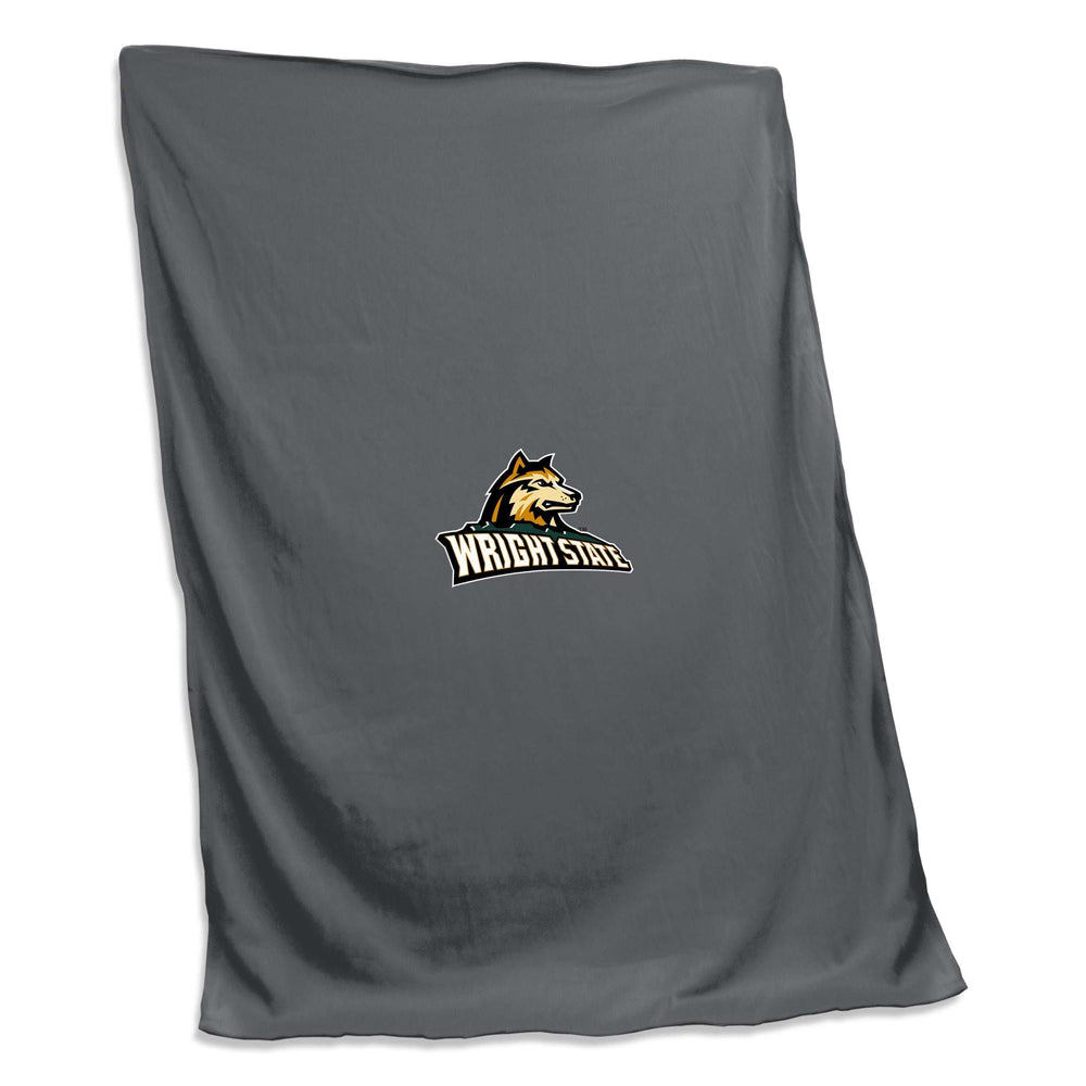 Wright State Charcoal Wolf Head Sweatshirt Blanket (Screened) - Logo Brands - Flyclothing LLC
