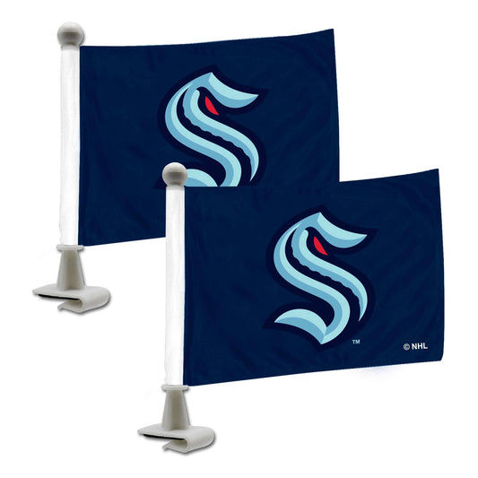 Seattle Kraken Ambassador Car Flags - 2 Pack Mini Auto Flags, 4in X 6in - Seattle Kraken