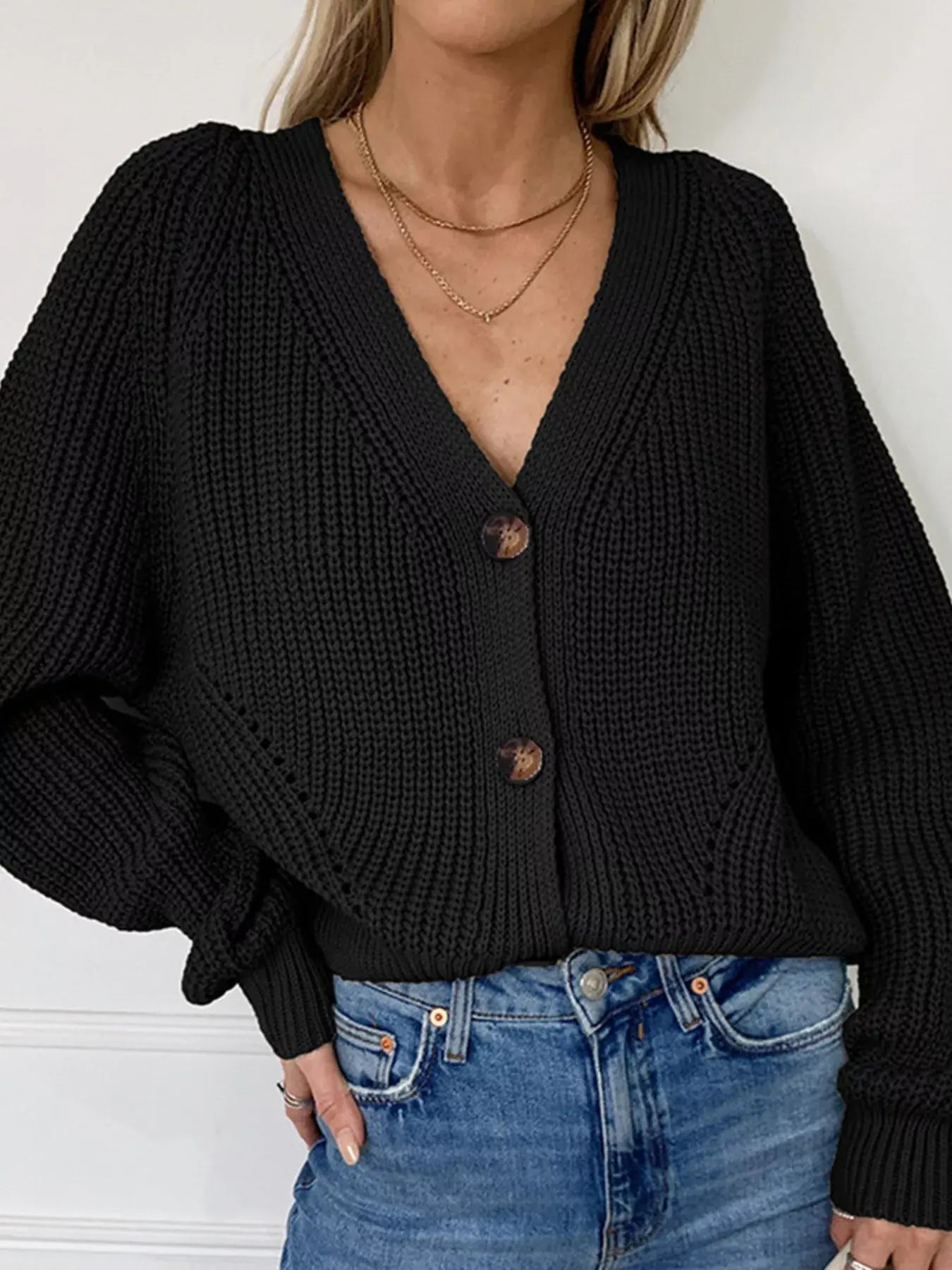 Full Size Chunky Knit Button-Down Cardigan Plus Size - Trendsi - Flyclothing LLC
