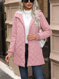 Quilted Zip Up Hooded Jacket with Pockets - Trendsi