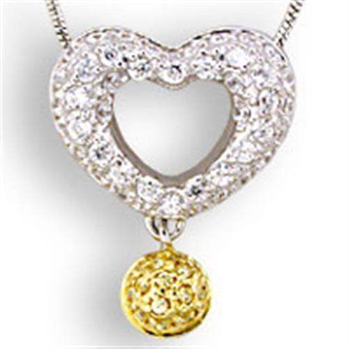 33106 - Reverse Two-Tone 925 Sterling Silver Pendant with AAA Grade CZ in Citrine - Alamode - Flyclothing LLC