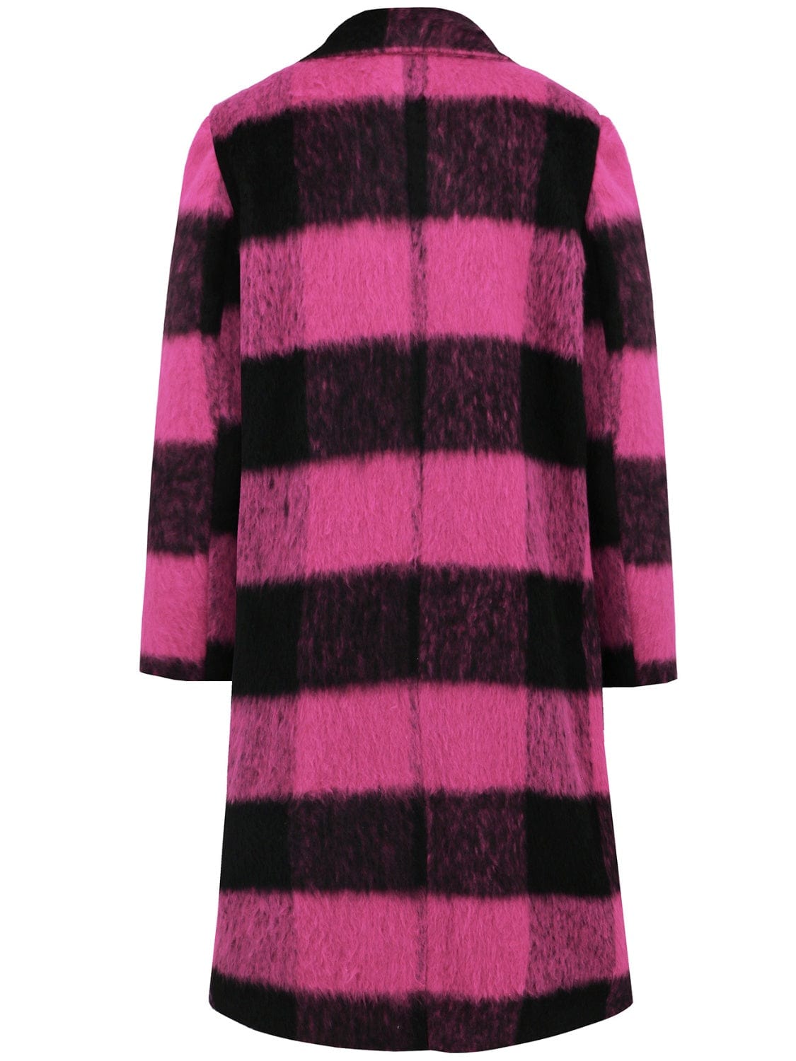 Plaid Double-Breasted Long Sleeve Coat - Trendsi