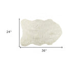2' X 3' Off White Faux Sheepskin Shag Area Rug - Homeroots - Flyclothing LLC