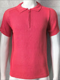 Men's Collared Neck Quarter Zip Knit Polo - Trendsi