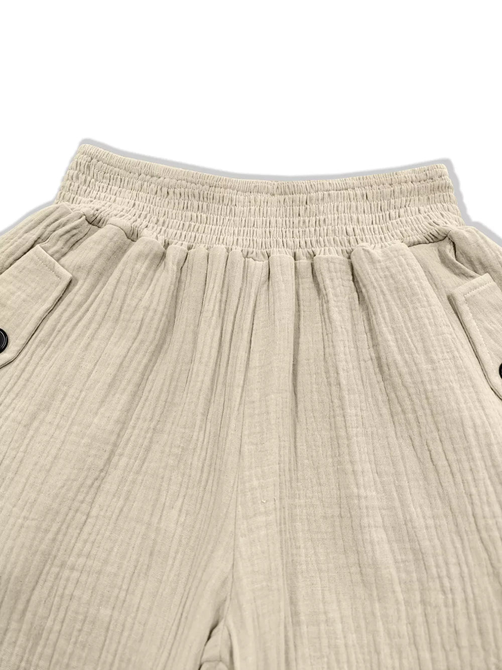 Smocked Textured Casual Pants - Trendsi - Flyclothing LLC